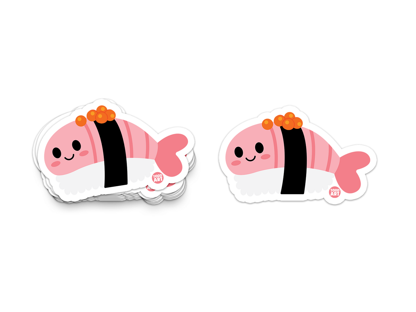 Boo Boo Buddies™ Sushi Nigiri Sticker – Cute Kawaii Vinyl, Waterproof & Glossy 3″ Die‑Cut