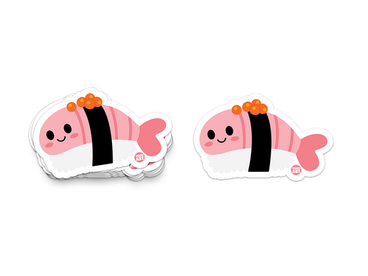Boo Boo Buddies™ Sushi Nigiri Sticker – Cute Kawaii Vinyl, Waterproof & Glossy 3″ Die‑Cut
