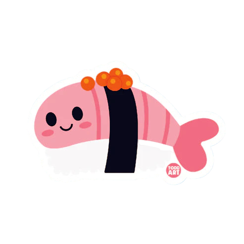 Boo Boo Buddies™ Sushi Nigiri Sticker – Cute Kawaii Vinyl, Waterproof & Glossy 3″ Die‑Cut