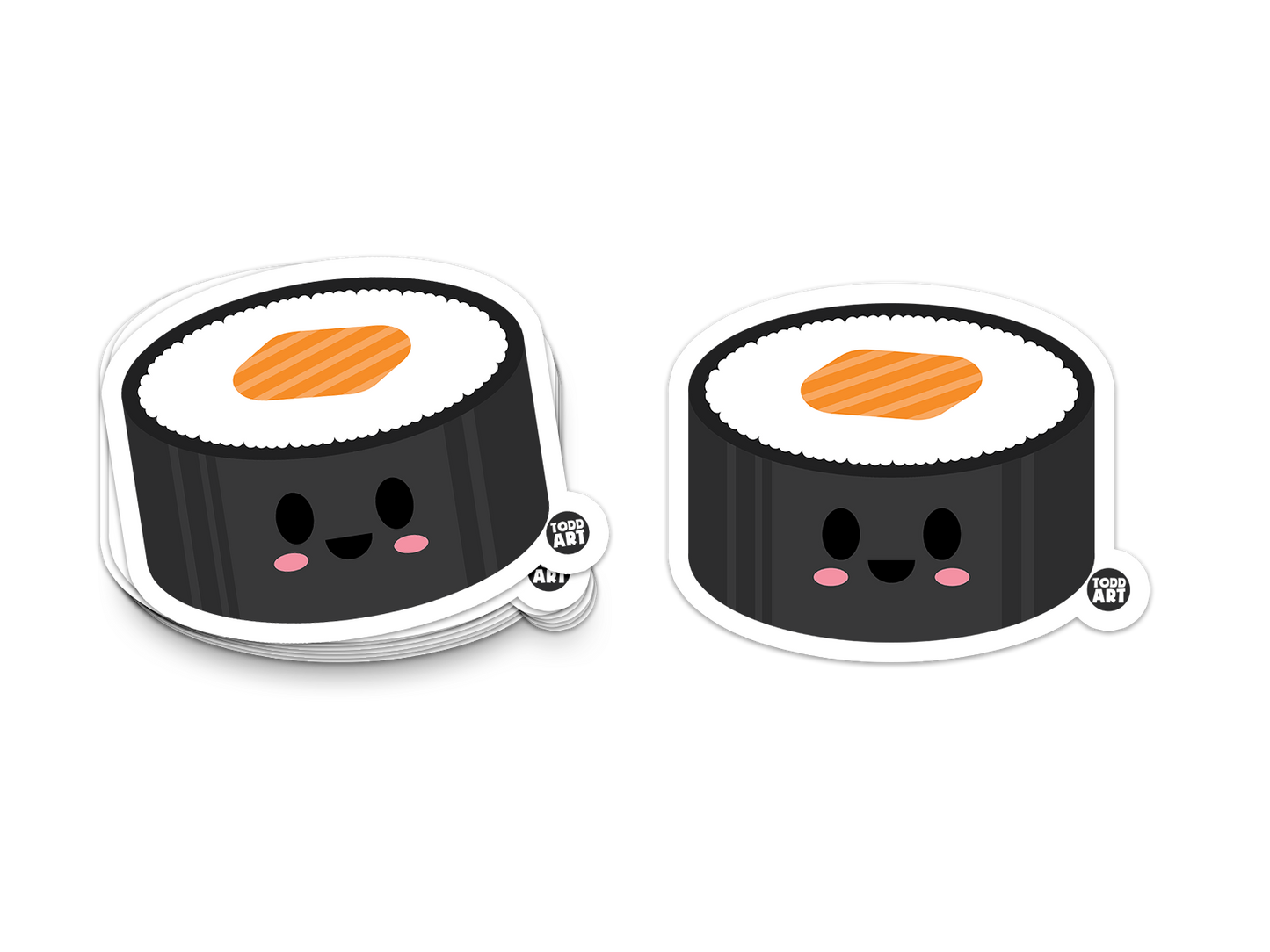 Boo Boo Buddies™ Sushi Roll Sticker – Cute Kawaii Vinyl Sticker, Waterproof Glossy 3″ Die‑Cut