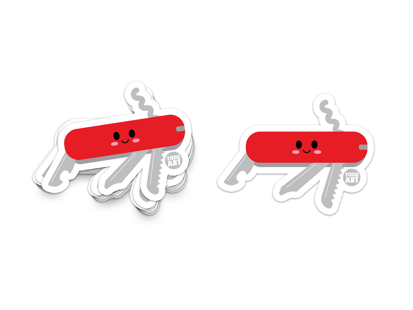 Boo Boo Buddies™ Swiss Army Knife Sticker – Cute Kawaii Vinyl Sticker, Waterproof Glossy 3″ Die‑Cut