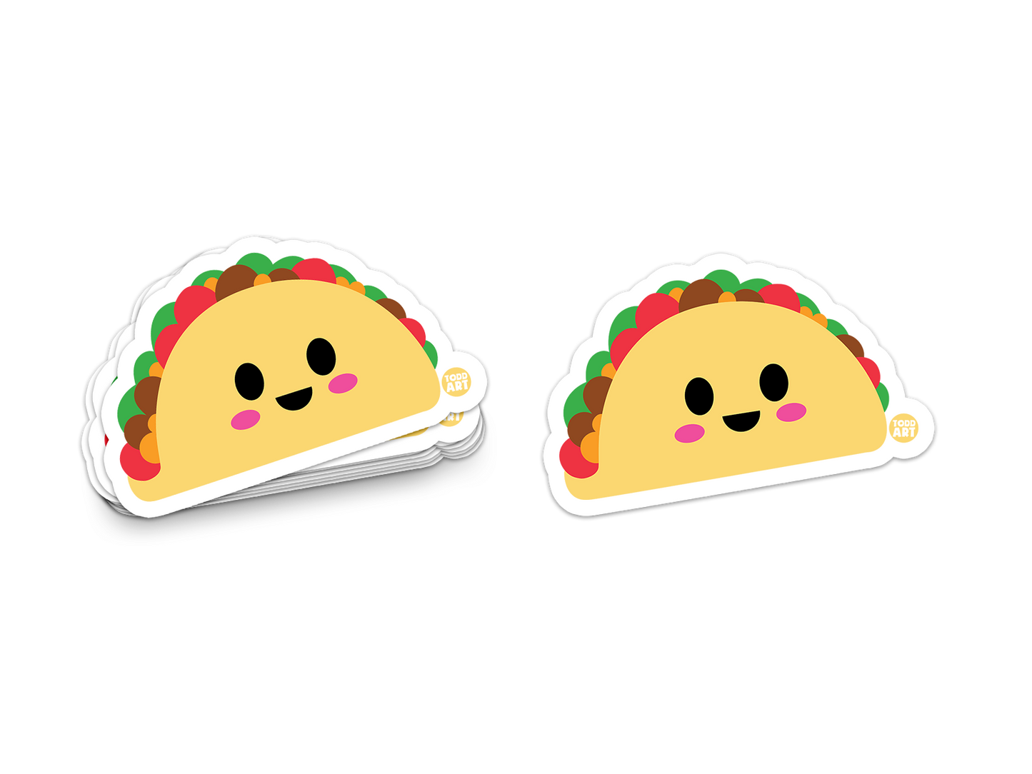 Boo Boo Buddies™ Taco Sticker – Cute Kawaii Vinyl Sticker, Waterproof Glossy 3″ Die‑Cut