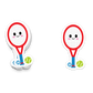 Boo Boo Buddies™ Tennis Racket & Ball Sticker – Cute Kawaii Vinyl, Waterproof Glossy 3″ Die‑Cut