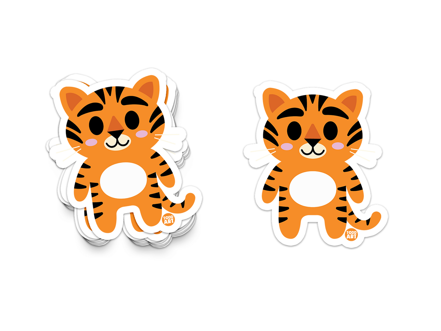 Boo Boo Buddies™ Tiger Sticker – Cute Kawaii Vinyl Sticker, Waterproof Glossy 3″ Die‑Cut