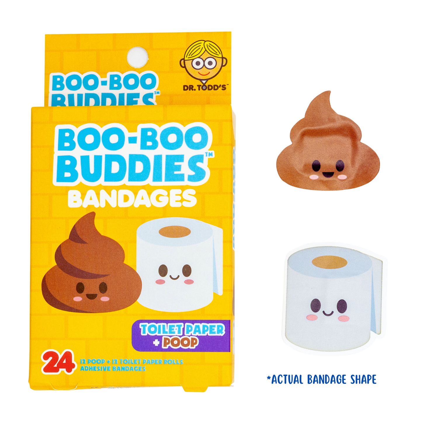 Toilet Papeer & Poop Bandages for Kids – Waterproof, Latex-Free, 24 Count | Dr. Todd’s Boo-Boo Buddies®