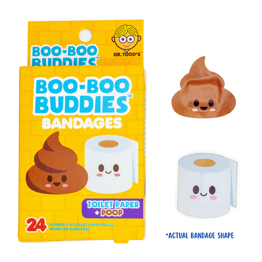 Toilet Papeer & Poop Bandages for Kids – Waterproof, Latex-Free, 24 Count | Dr. Todd’s Boo-Boo Buddies®