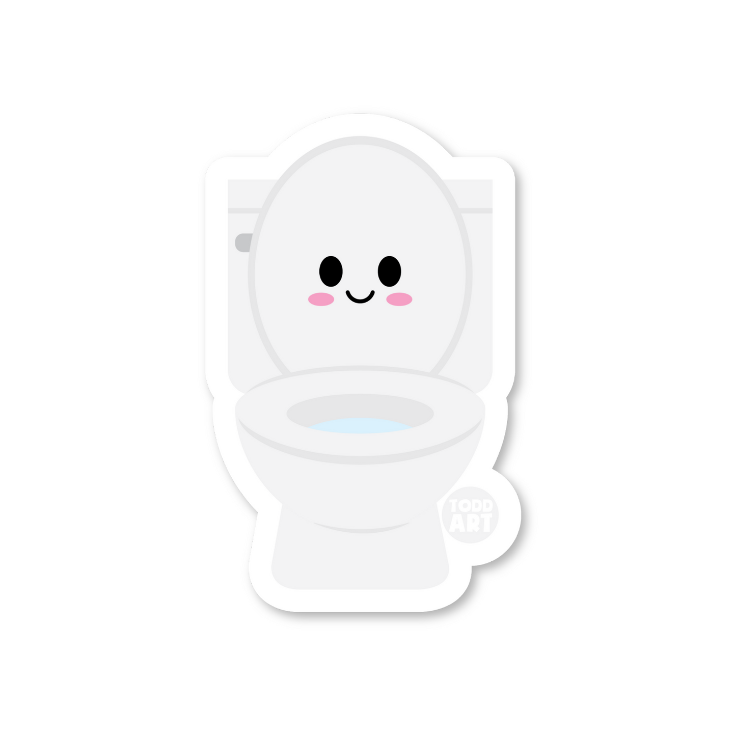 Cute kawaii toilet vinyl sticker by Boo Boo Buddies – waterproof, glossy, durable for water bottles, laptops & journals