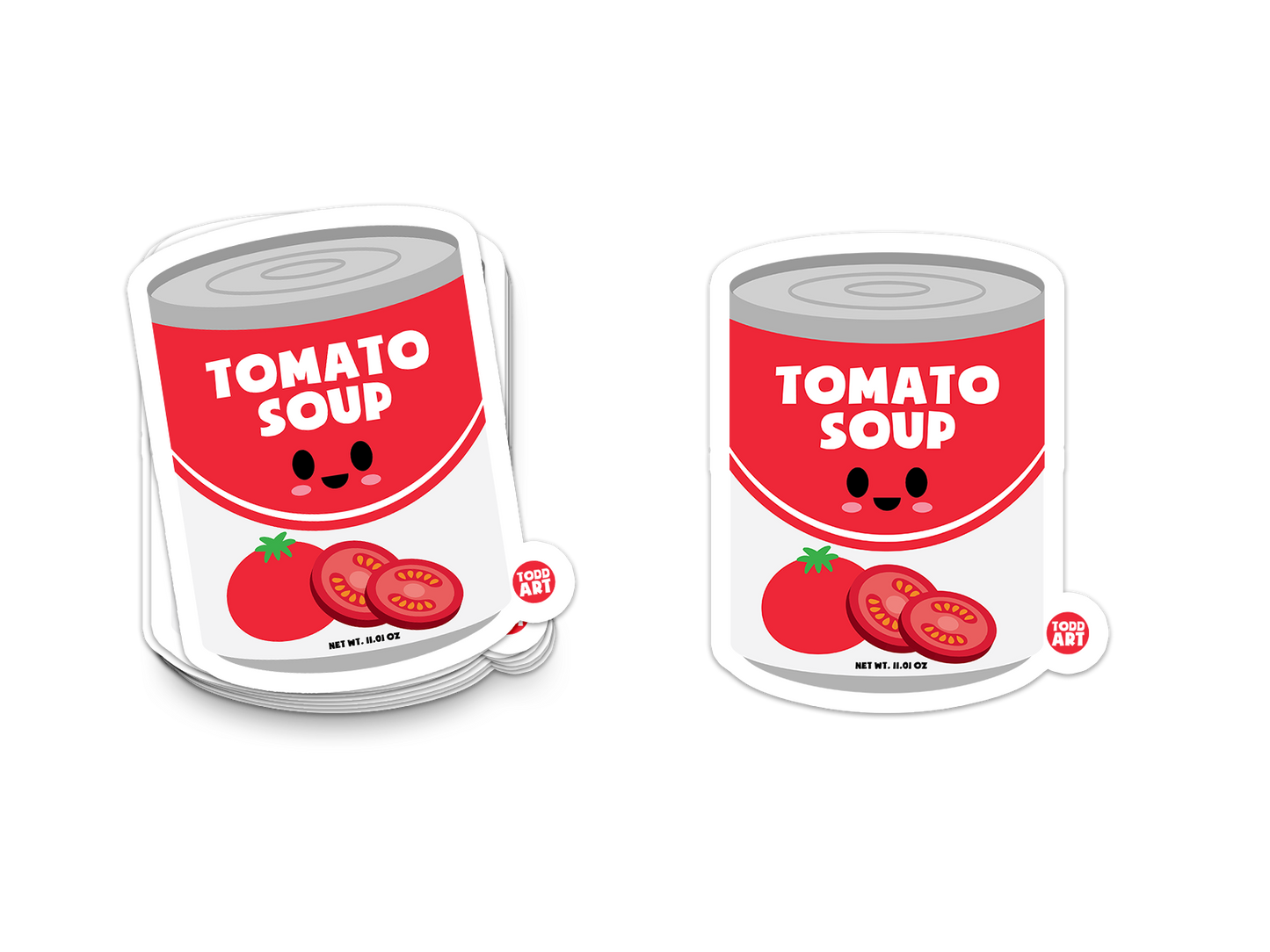 Boo Boo Buddies™ Tomato Soup Can Sticker – Cute Kawaii Vinyl Sticker, Waterproof & Glossy, 3" Die-Cut