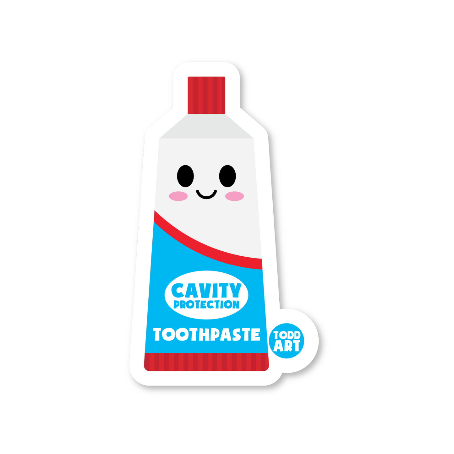 Boo Boo Buddies™ Toothpaste Sticker – Cute Kawaii Vinyl Sticker, Waterproof Glossy 3″