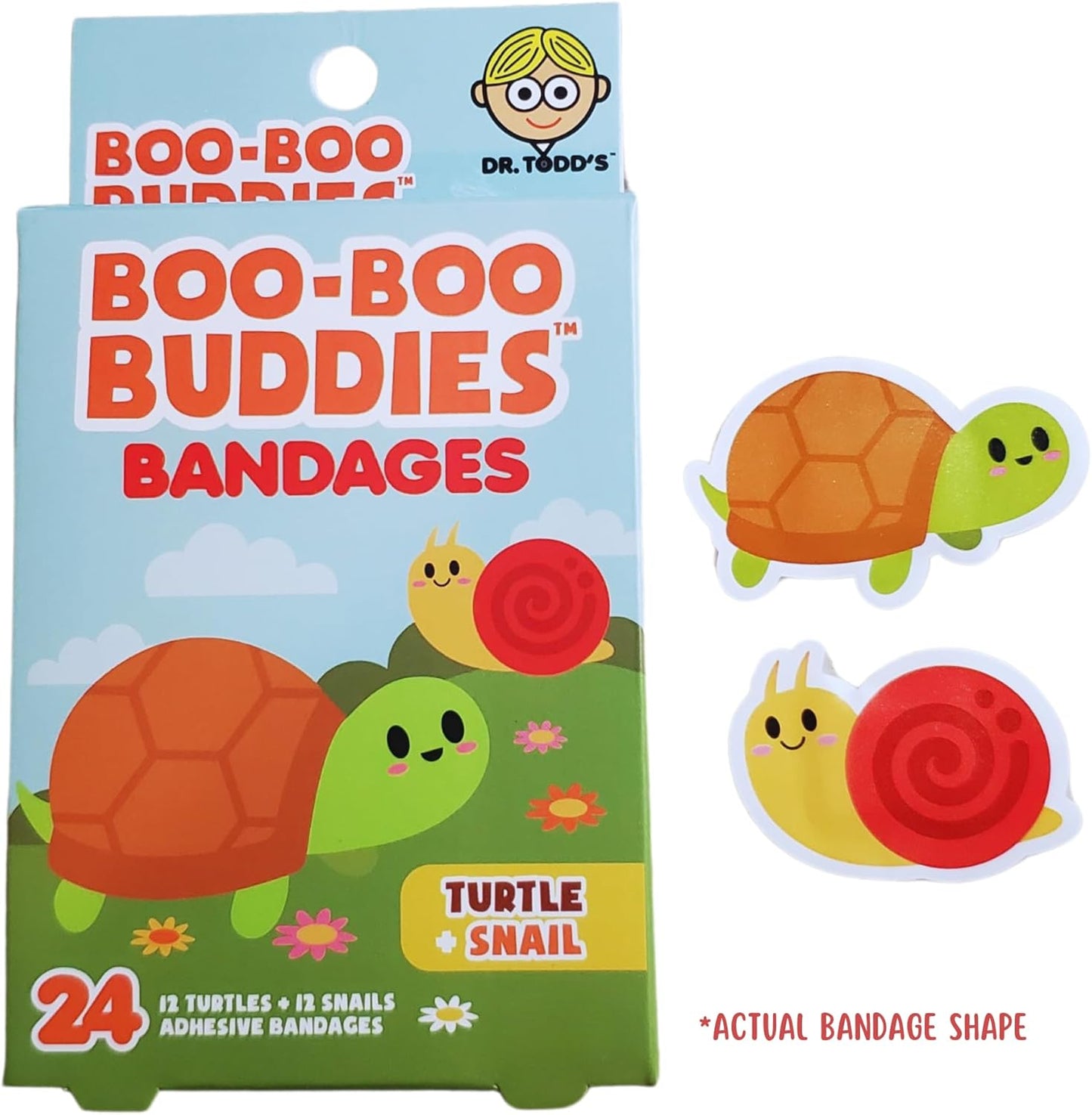 2-Pack Boo Boo Buddies™ Squirrel + Acorn & Turtle + Snail Bandages Bundle – 48 Ct | Fun Waterproof, Latex-Free Kids Bandages for Sensitive Skin