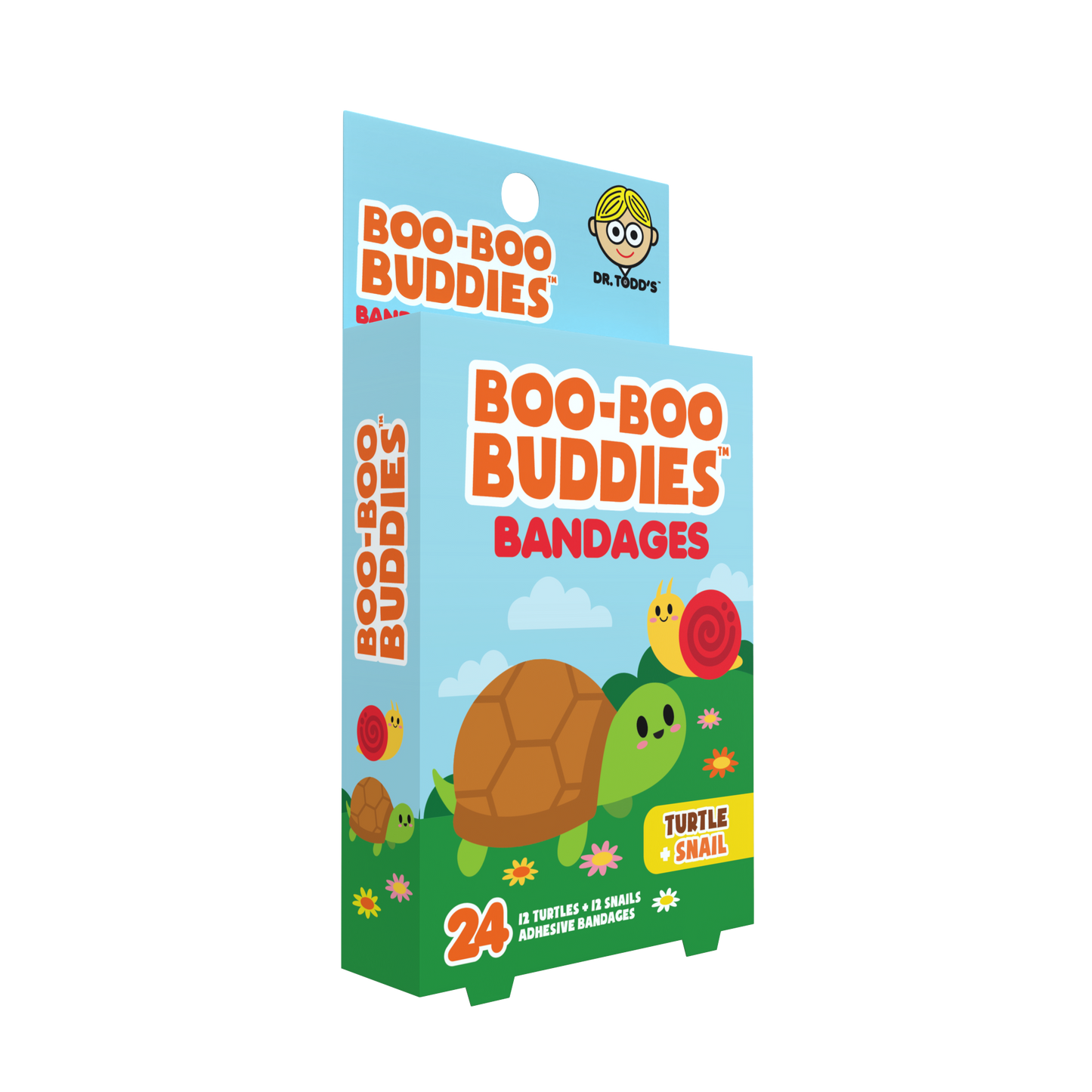 Turtle & Snail Bandages for Kids – Waterproof, Latex-Free, 24 Count | Dr. Todd’s Boo-Boo Buddies®