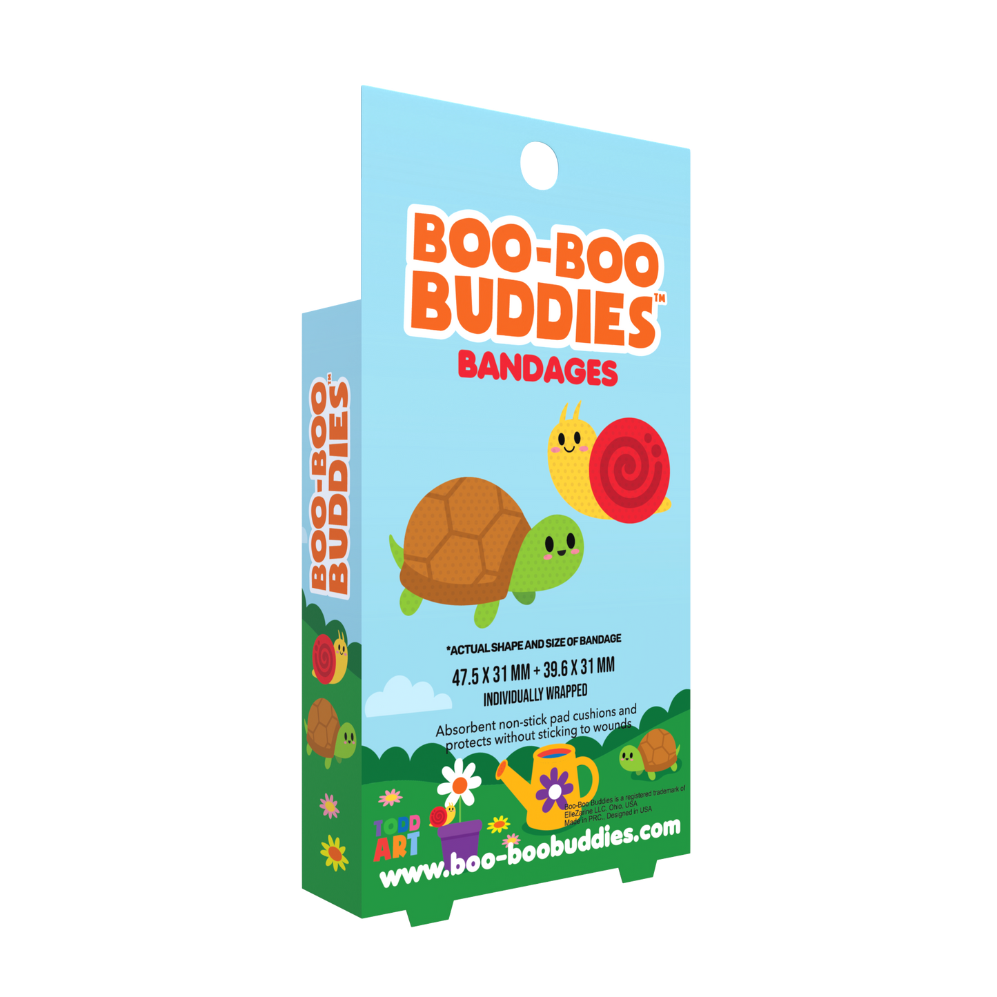 Turtle & Snail Bandages for Kids – Waterproof, Latex-Free, 24 Count | Dr. Todd’s Boo-Boo Buddies®
