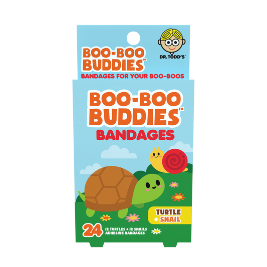 Turtle & Snail Bandages for Kids – Waterproof, Latex-Free, 24 Count | Dr. Todd’s Boo-Boo Buddies®