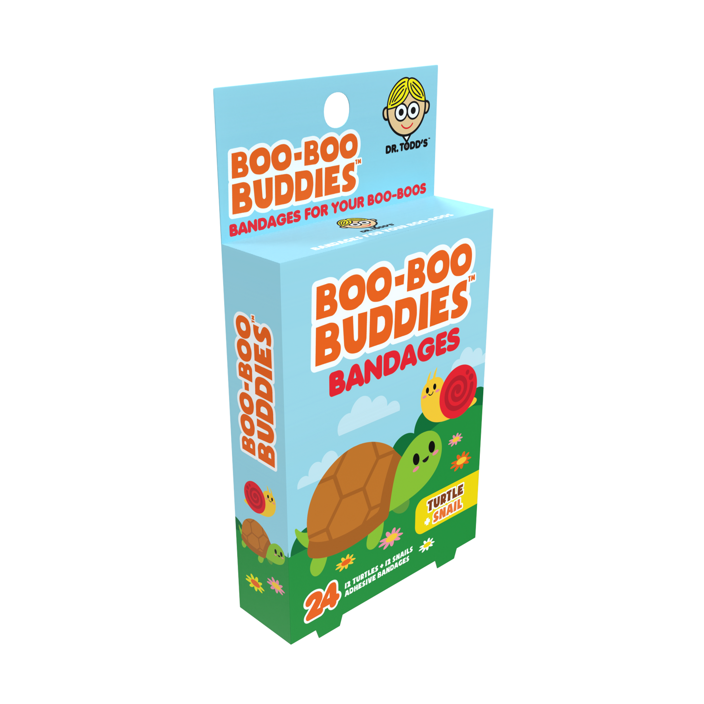 Turtle & Snail Bandages for Kids – Waterproof, Latex-Free, 24 Count | Dr. Todd’s Boo-Boo Buddies®