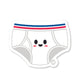 Cute kawaii underwear vinyl sticker — glossy 3″ die‑cut with pastel colors, perfect addition to fun sticker collections