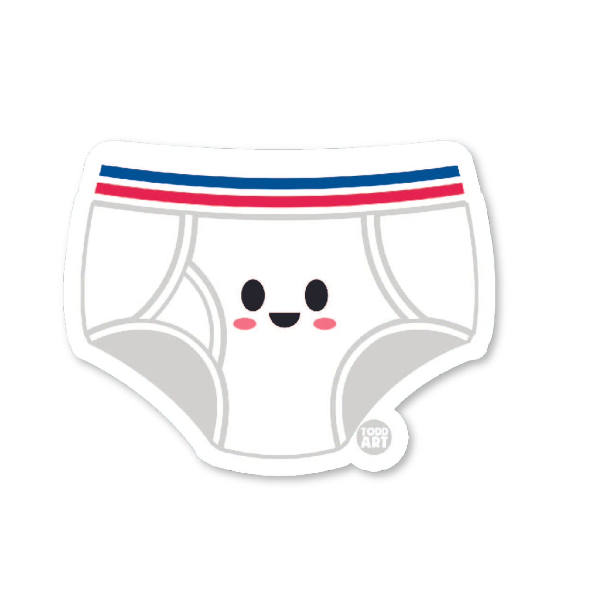 Cute kawaii underwear vinyl sticker — glossy 3″ die‑cut with pastel colors, perfect addition to fun sticker collections