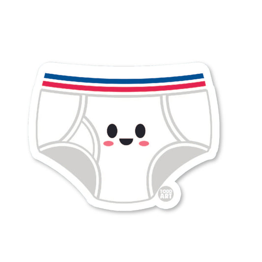 Cute kawaii underwear vinyl sticker — glossy 3″ die‑cut with pastel colors, perfect addition to fun sticker collections
