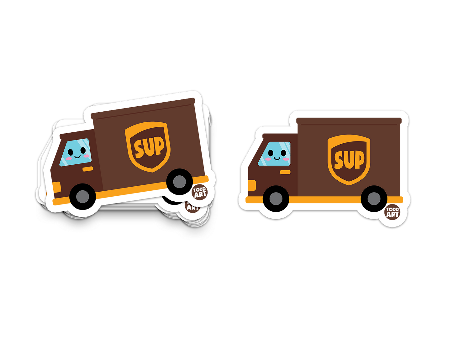 Boo Boo Buddies™ UPS Truck Sticker – Cute Kawaii Vinyl Sticker, Waterproof Glossy 3″