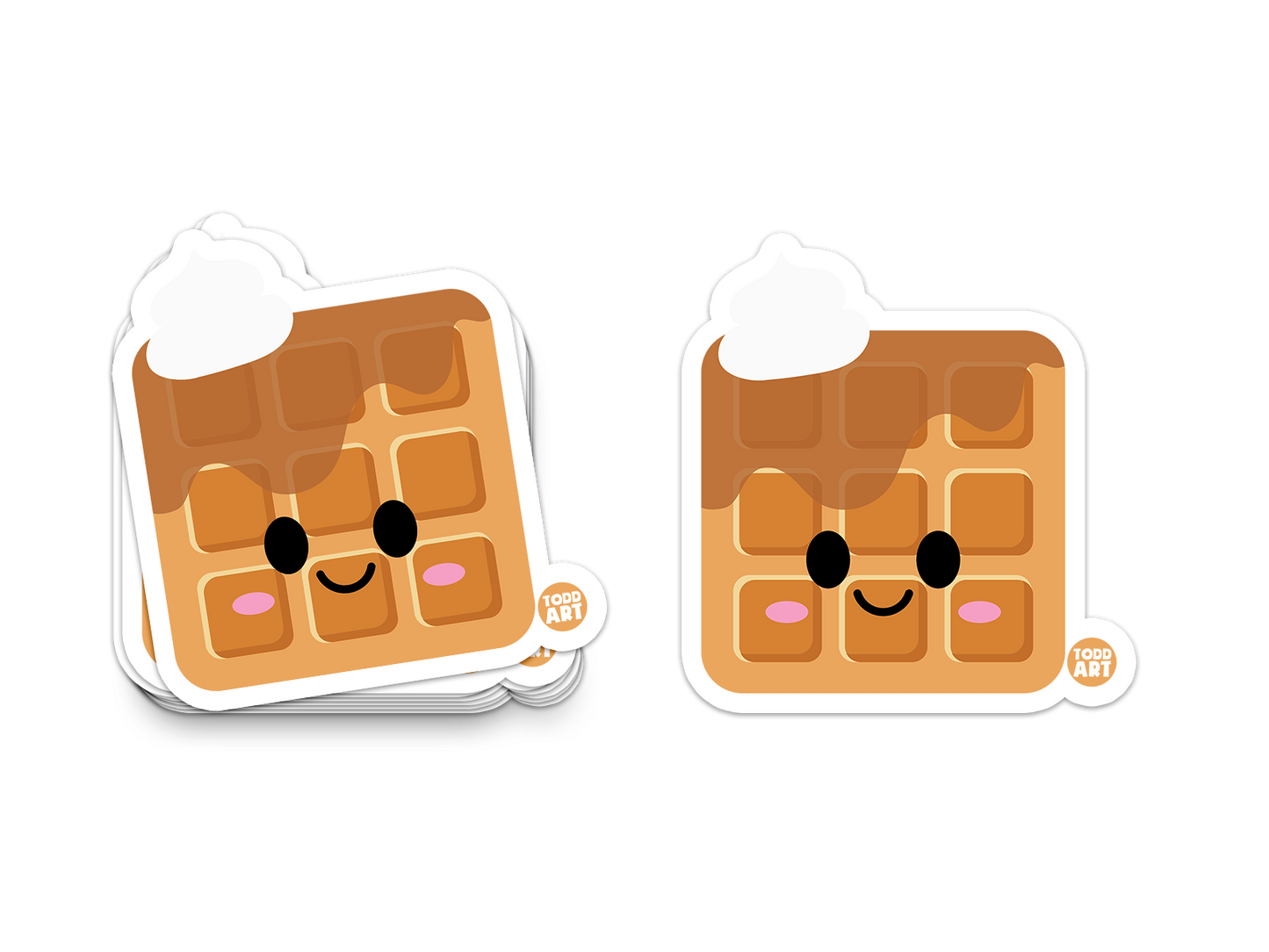Boo Boo Buddies™ Waffle Sticker – Cute Kawaii Vinyl Sticker, Waterproof Glossy 3″