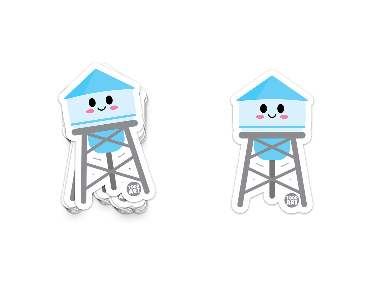 Boo Boo Buddies™ Water Tower Sticker – Cute Kawaii Vinyl Sticker, Waterproof Glossy 3″