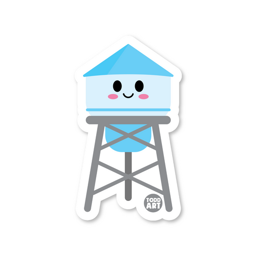 Boo Boo Buddies water tower vinyl sticker — 3″ glossy waterproof, UV‑resistant die‑cut ideal for crafts & planners