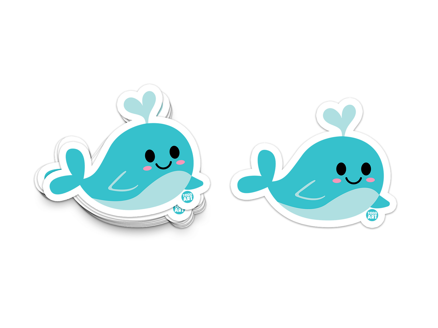 Boo Foo Buddies™ Whale Sticker – Cute Kawaii Vinyl Sticker, Waterproof Glossy 3″ Die‑Cut