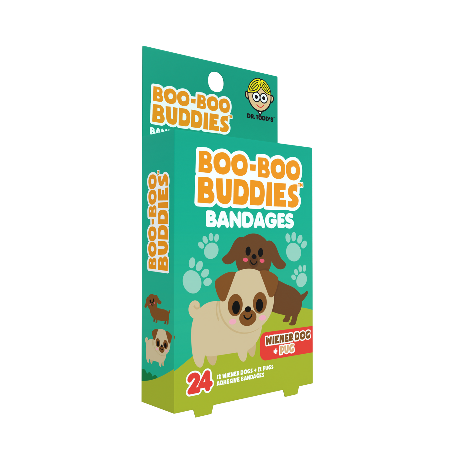 Wiener Dog & Pug Bandages for Kids – Waterproof, Latex-Free, 24 Count