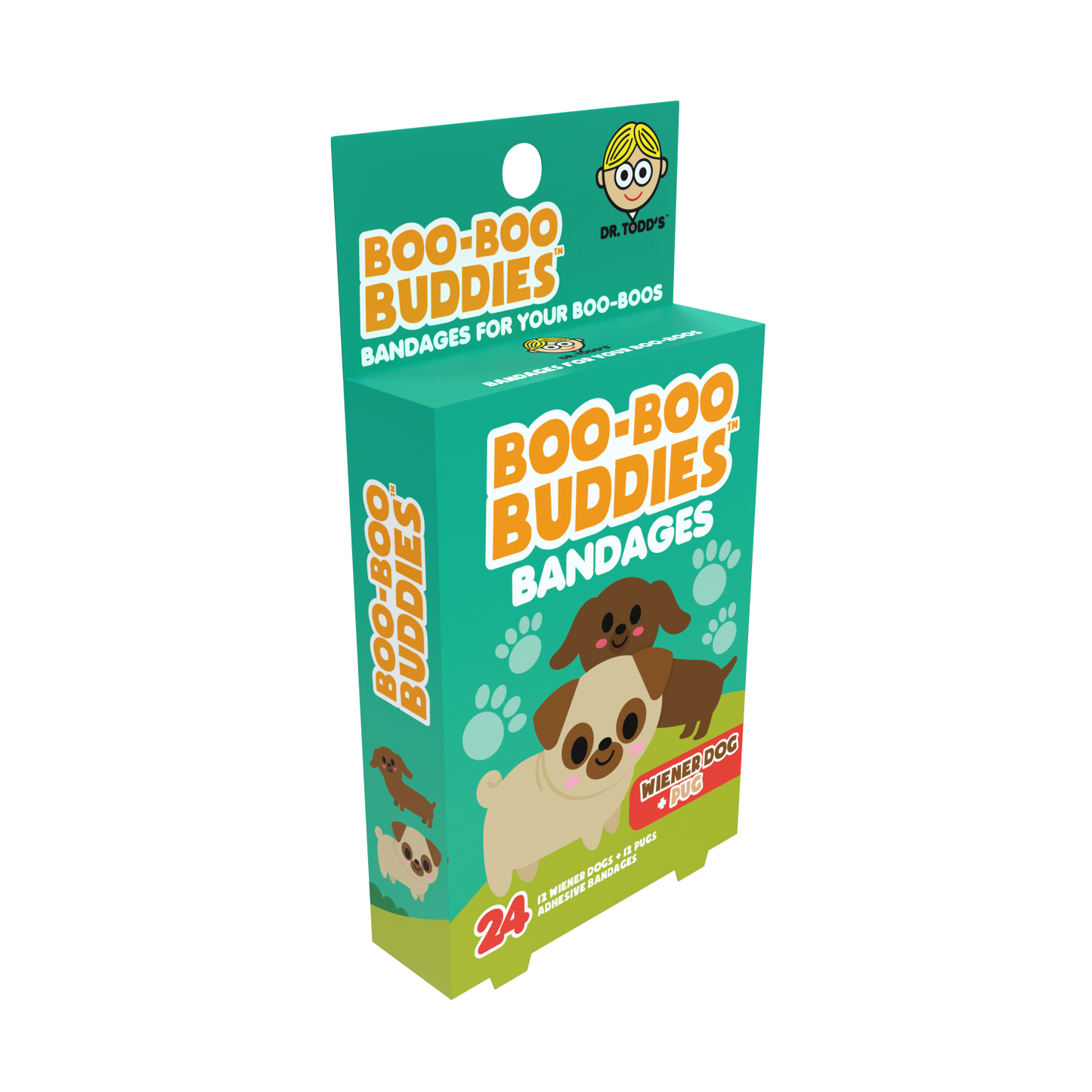 Wiener Dog & Pug Bandages for Kids – Waterproof, Latex-Free, 24 Count