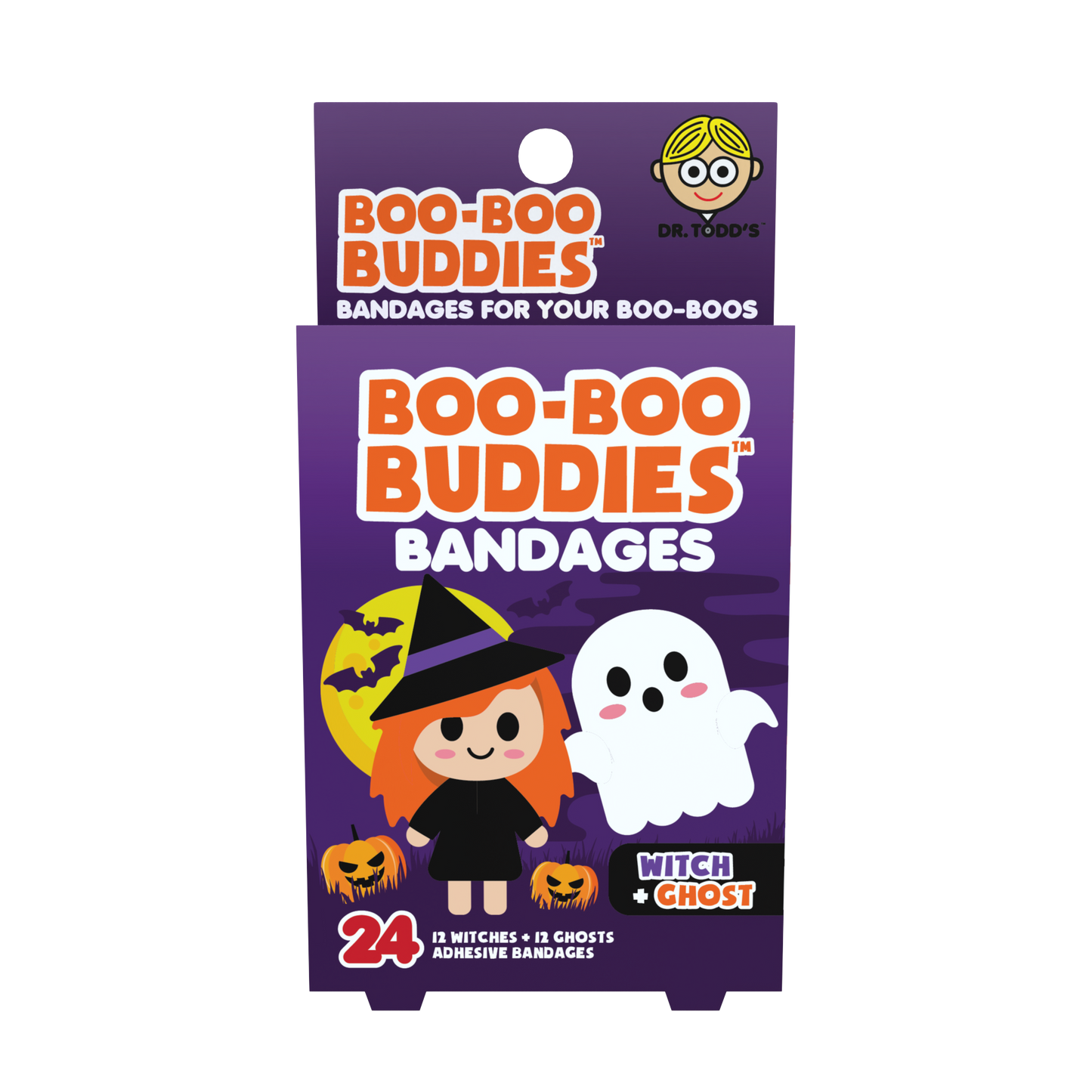 Witch & Ghost Bandages for Kids – Waterproof, Latex-Free, 24 Count | Dr. Todd’s Boo-Boo Buddies®