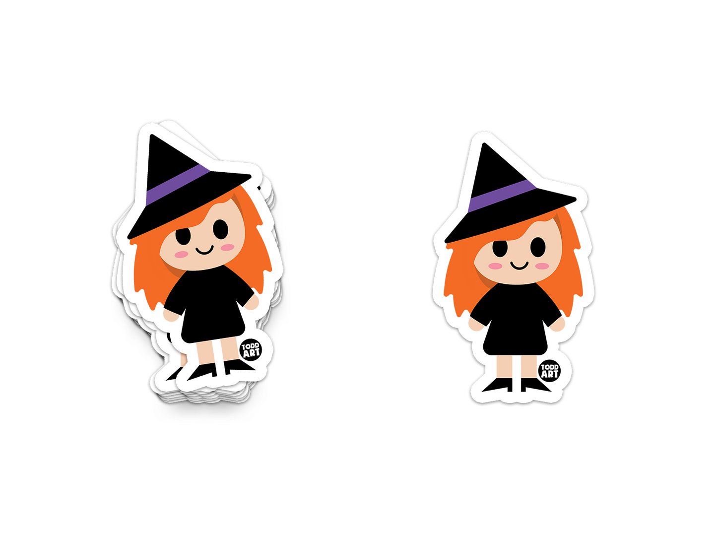 Boo Boo Buddies™ Witch Sticker – Cute Kawaii Vinyl Sticker, Waterproof Glossy 3″ Die‑Cut