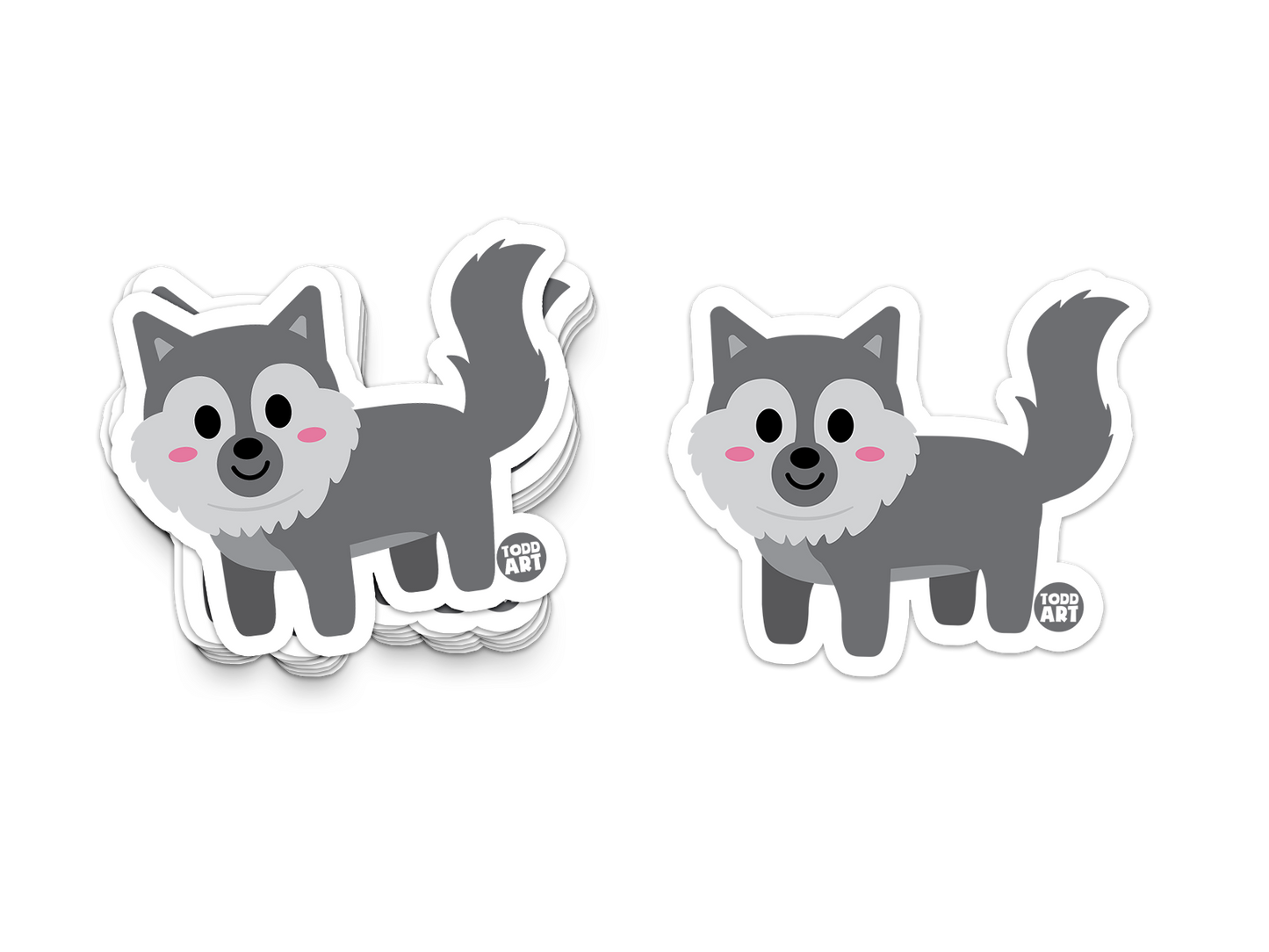 Boo Boo Buddies™ Wolf Sticker – Cute Kawaii Vinyl Sticker, Waterproof Glossy 3″ Die‑Cut