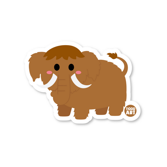Boo Boo Buddies woolly mammoth vinyl sticker — 3″ glossy waterproof, UV‑resistant die‑cut perfect for crafts & journals