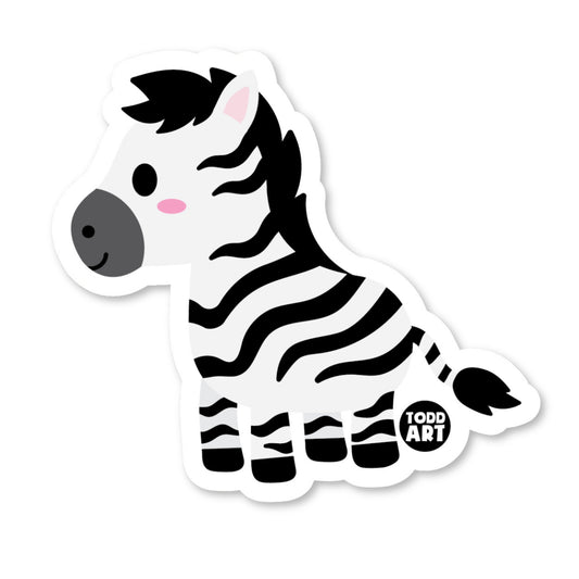 Boo Boo Buddies zebra vinyl sticker — 3″ glossy waterproof, UV‑resistant die‑cut ideal for crafts & planners