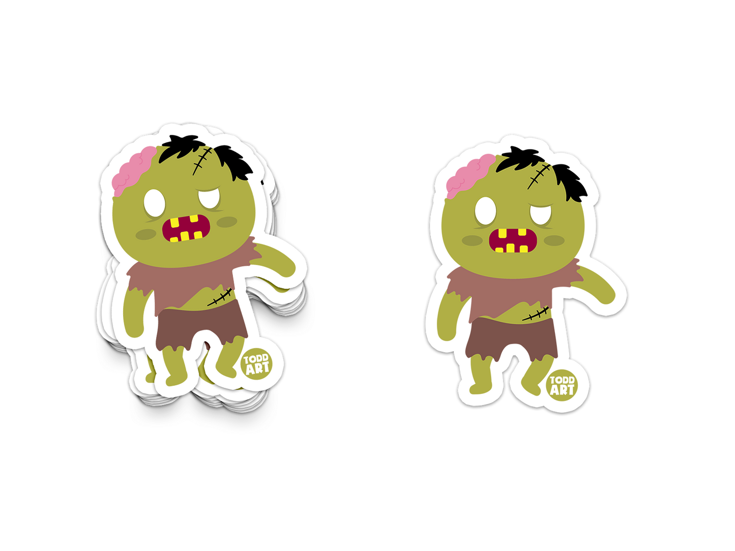 Boo Boo Buddies™ Zombie Sticker – Cute Kawaii Vinyl Sticker, Waterproof Glossy 3″ Die‑Cut