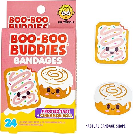2-Pack Boo Boo Buddies™ Gummy Bear, Frosted Tart & Cinnamon Roll Bandages – 48 Ct | Fun, Food-Themed Waterproof Bandages for Kids | Latex-Free, Hypoallergenic, Perfect for Sensitive Skin & First Aid Kit
