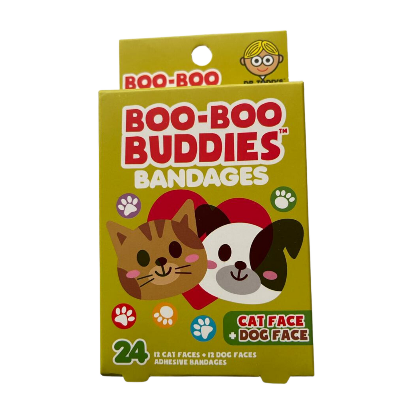 Cat and dog face bandages for kids – 24 waterproof, latex-free character bandages by Dr. Todd’s Boo-Boo Buddies
