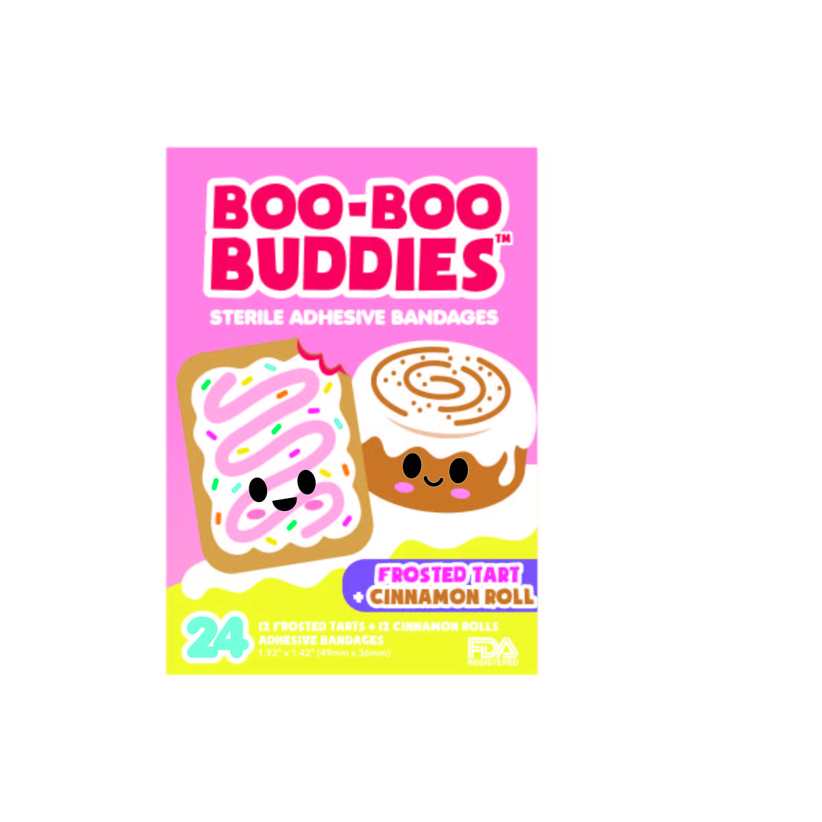 2-Pack Gummy Bears and Frosted Tart + Cinnamon Roll Bandages – 24 Pack each  | Fun Shapes, Waterproof & Latex-Free