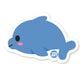 Cute blue dolphin sticker with blush cheeks and tiny smile
