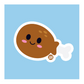 Cute cartoon turkey drumstick sticker with smiling face – collectible vinyl sticker from Boo Boo Buddies
