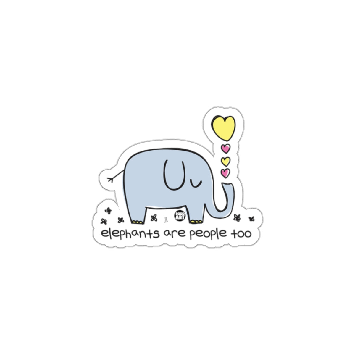 Cute Elephant Heart Design Elephants Are People Too Sticker