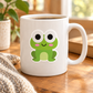 Frog sticker on a coffee mug