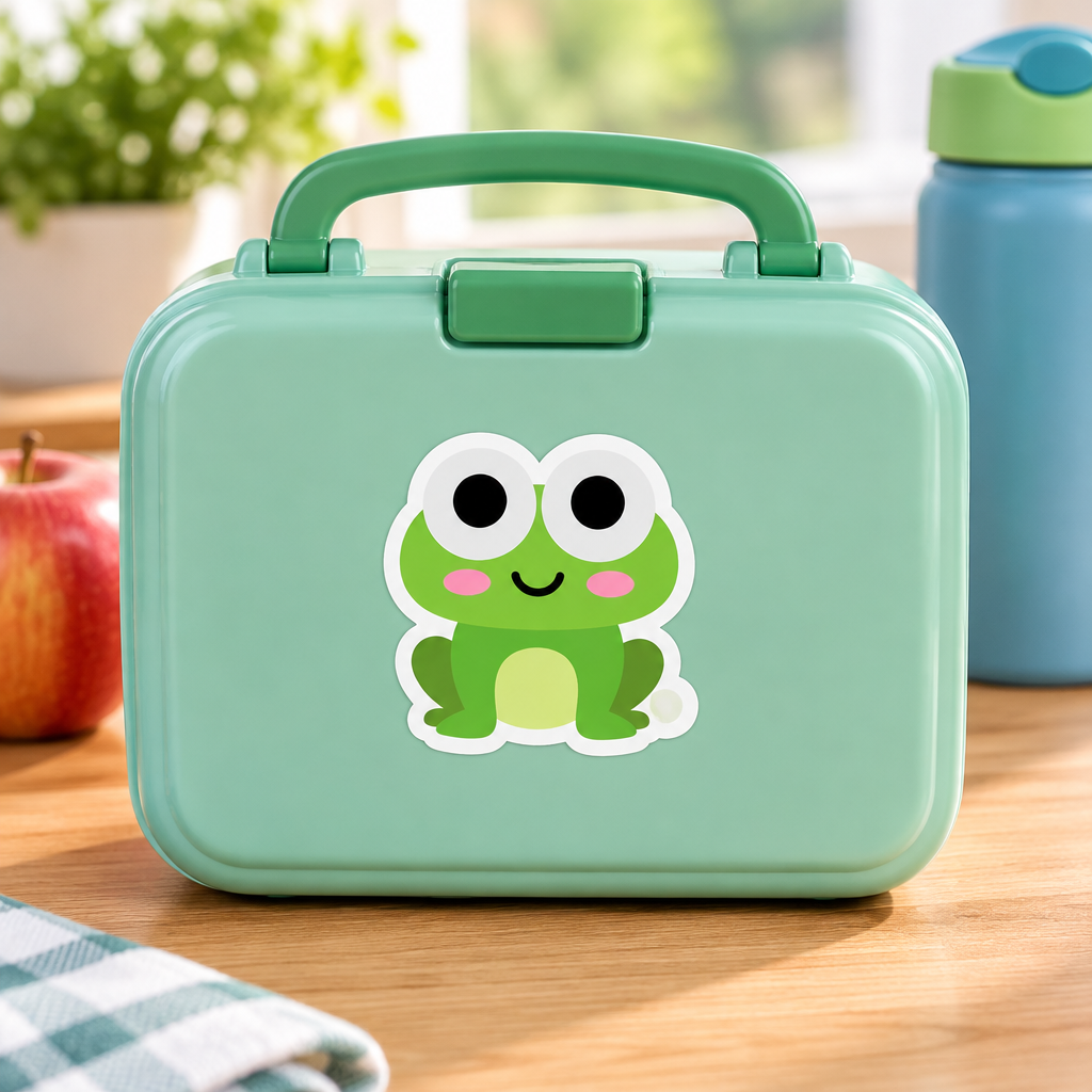 Frog sticker on a lunch box