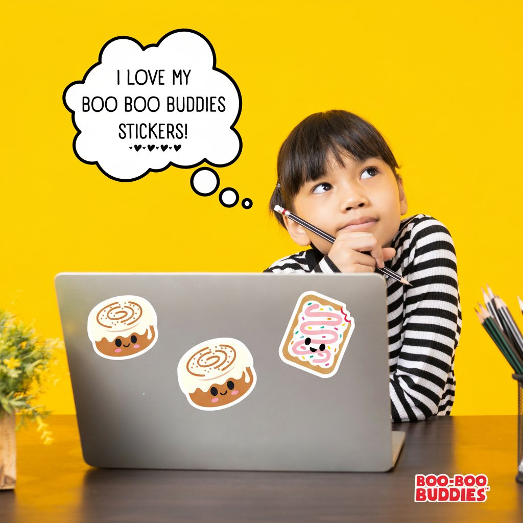 Girl with Laptop - Cinnamon Roll & Frosted Tart Stickers