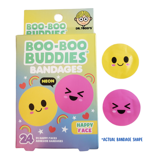 Boo Boo Buddies® Happy Faces Bandages – 24 Count | Smiley Kids Bandages | Free Shipping