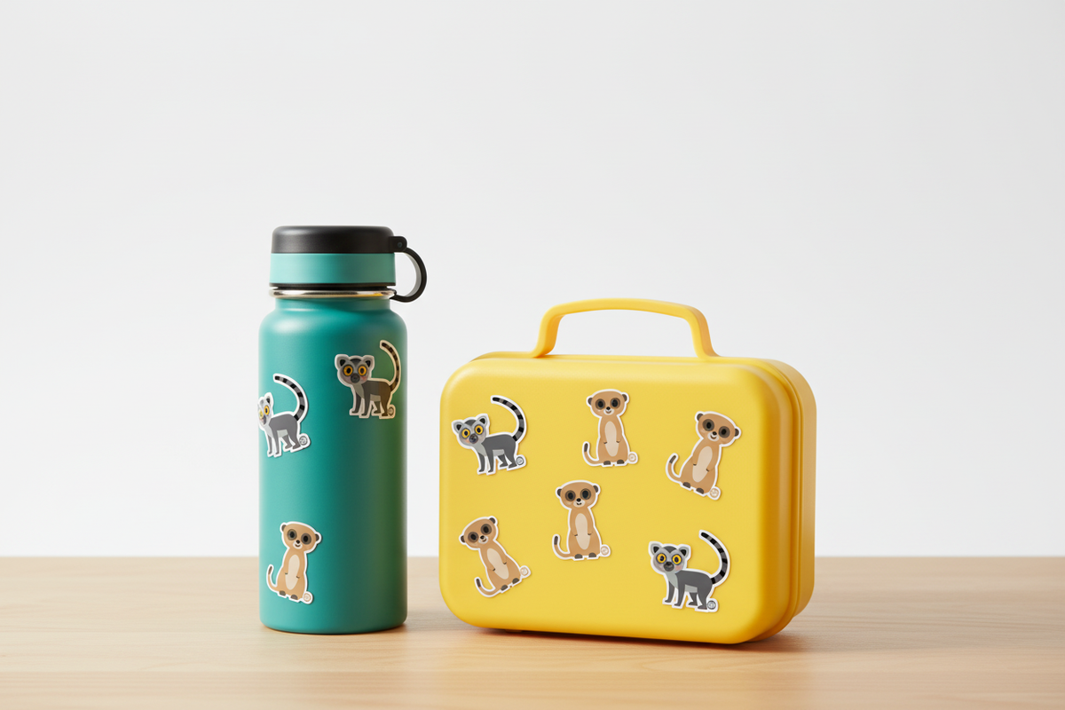 Lemur & Meerkat Sticker Mockup