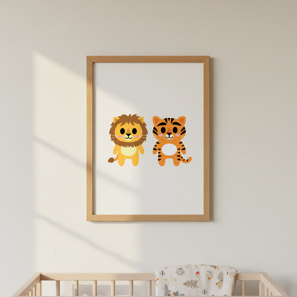 Lion & Tiger in Picture Frame
