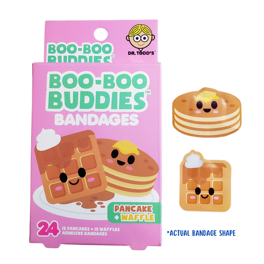 Pancake & Waffle Bandages for Kids – Waterproof, Latex-Free, 24 Count | Dr. Todd’s Boo-Boo Buddies®