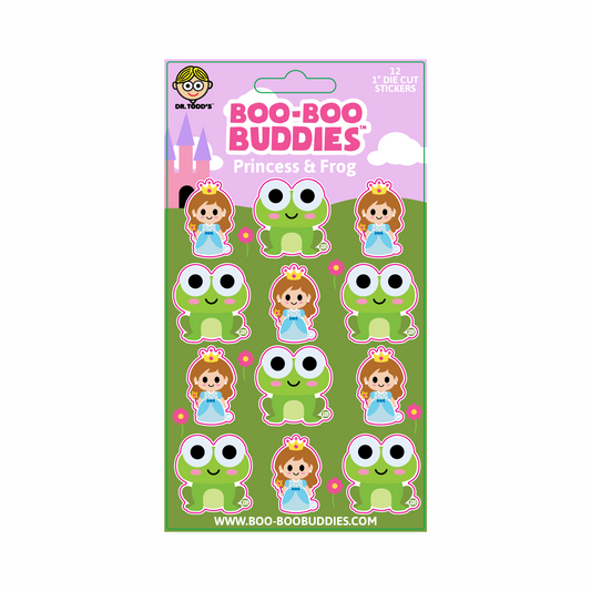 Princess and frog sticker sheet with 12 collectible 1-inch vinyl stickers for crafts, school supplies, and kids' rewards