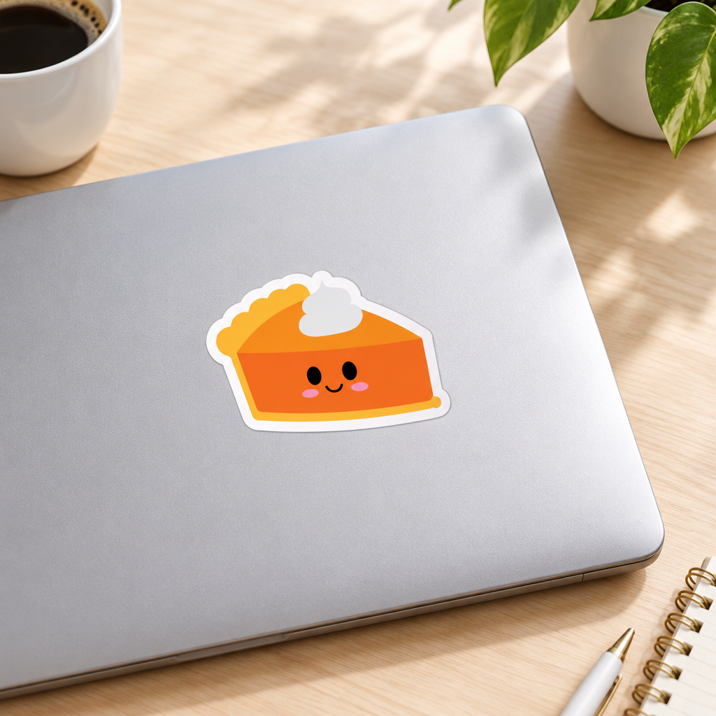 Pumpkin pie sticker on a laptop