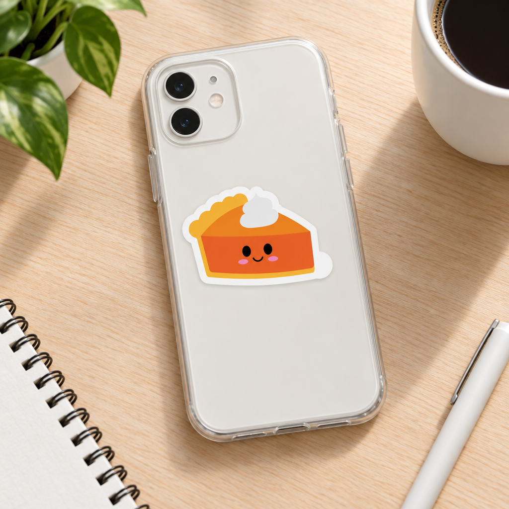 Pumpkin pie sticker on an iPhone
